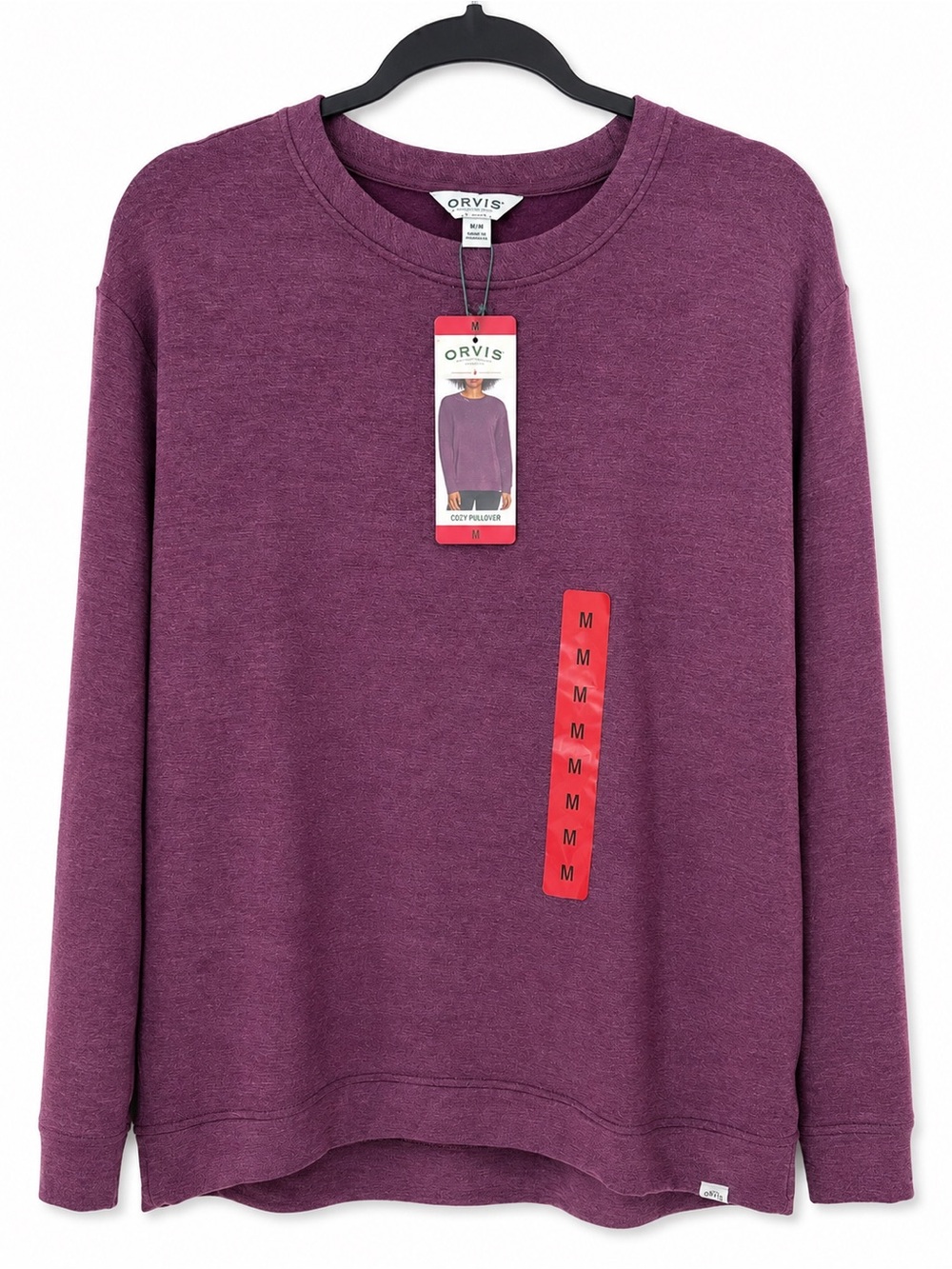 NWT Orvis Cozy Pullover Plum Purple Heather Relaxed Fit Modal Blend Sweatshirt M